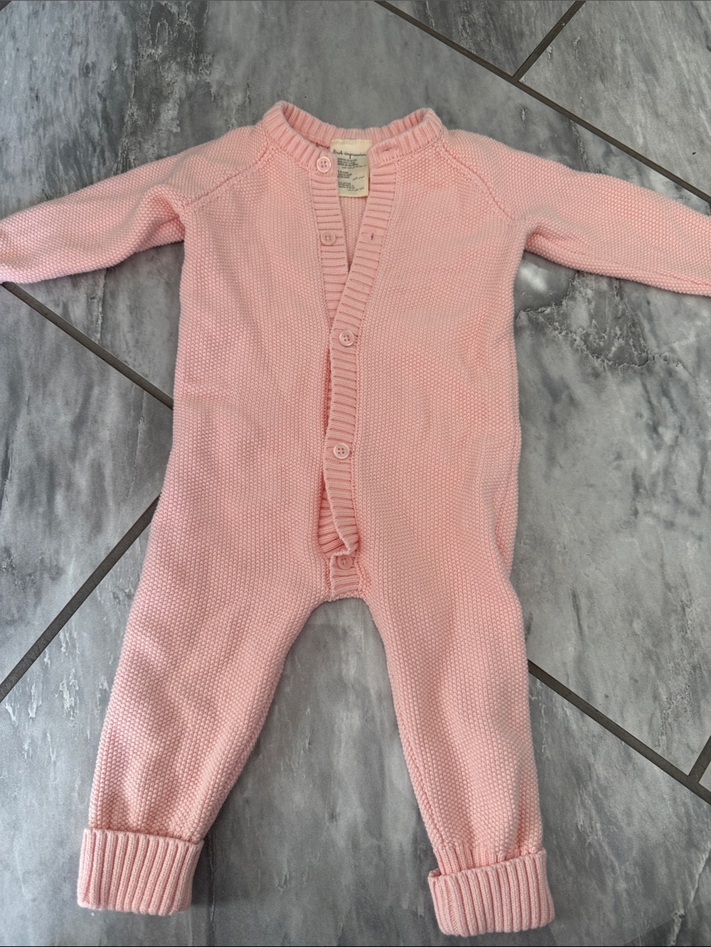 First Impressions Pink Knit Footie One-Piece